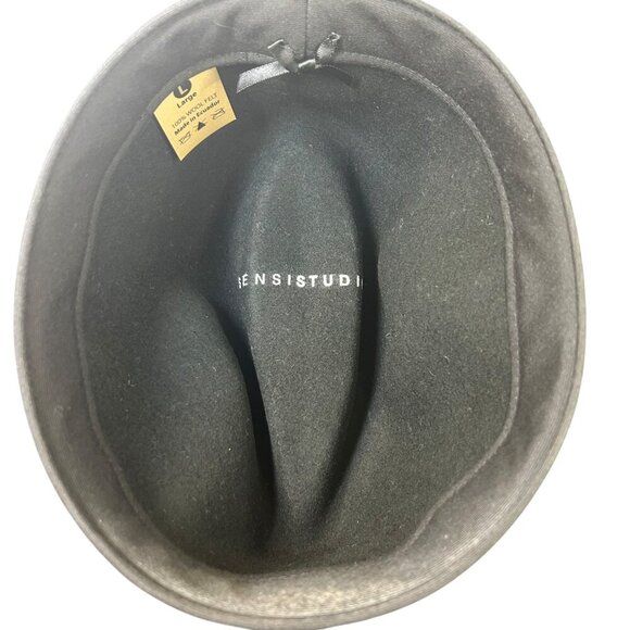 Sensi Studio - Women’s Felted Wool Fedora Hat, Velvet Band, Bow - Black, Large - Picture 14 of 16